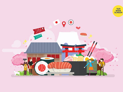 Japanese Food Vector Illustration Concept 3d animation 3d art 3d character 3d illustration app concept design illustration landing landing page logo page pages ui vector web web design web development website