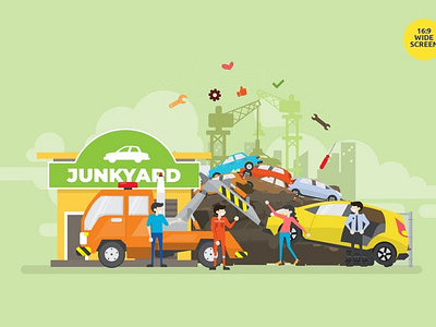 Junkyard Recycle Vector Concept Illustration 3d animation 3d art 3d character 3d illustration app concept design illustration illustrations landing landing page logo page pages ui ux vector web design web development website