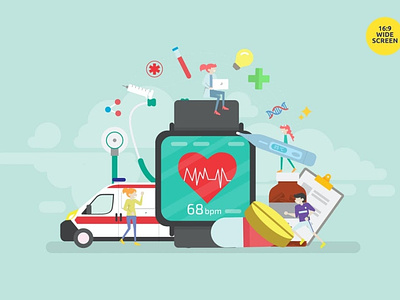 Smartwatch Heart Beat Monitoring App Vector