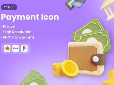 3D Payment Icons 3d 3d animation 3d art 3d illustration bank banking blender card coin credit credit card ecommerce icon illustration money page payment ui vector wallet