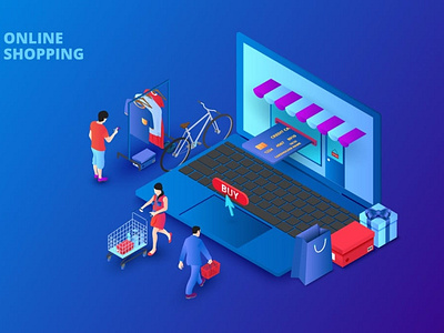 Dark Isometric Online Shopping Illustration