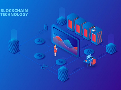 Isometric Blockchain and Cryptocurrency Concept