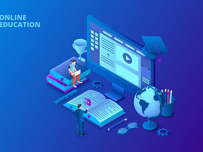 Isometric Online Education Design Concept