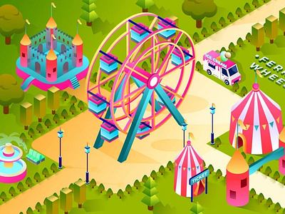 Ferris Wheel - Isometric Illustration