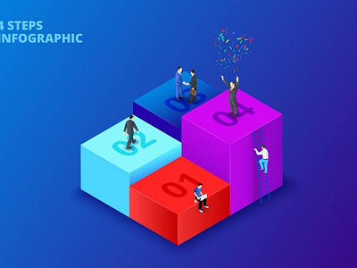 Dark Isometric Cubes With People 3d animation 3d art 3d character 3d illustration animation app banner concept design illustration landing landing page landing pages page pages ui ux web design web development website