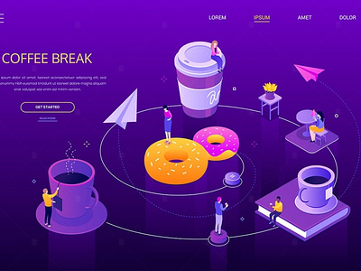 Coffee break - Modern Isometric Web Banner