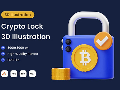 Crypto Lock 3D Illustration