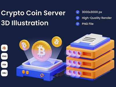 Crypto Server 3D Illustration