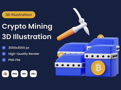 Crypto Mining 3D Illustration