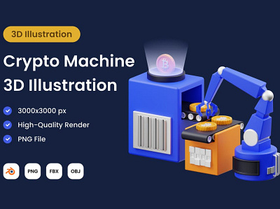 Crypto Machine 3D Illustration 3d 3d illustration 3d illustrations banner banners concept crypto cryptocurrency landing landing page landing pages machine page pages ui uiux ux web web design website