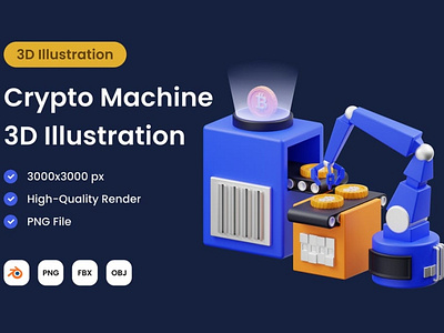 Crypto Machine 3D Illustration