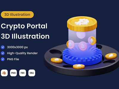 Crypto Portal 3D Illustration