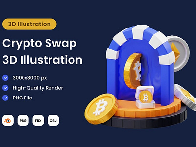 Crypto Swap Exchange 3D Illustration