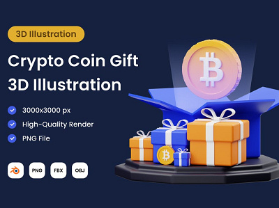 Crypto Coin Gift 3D Illustration 3d 3d animation 3d art 3d character 3d illustration 3d illustrations design illustration illustrations landing landing page page pages ui uiux ux web web design web development website