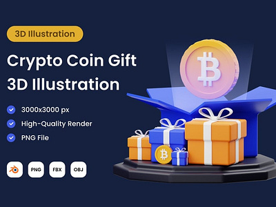 Crypto Coin Gift 3D Illustration