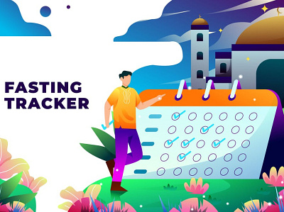 Fasting Tracker - Vector Illustration 3d 3d art app background banner banners concept illustration landing landing page landing pages page pages ui uiux ux web web design web development website