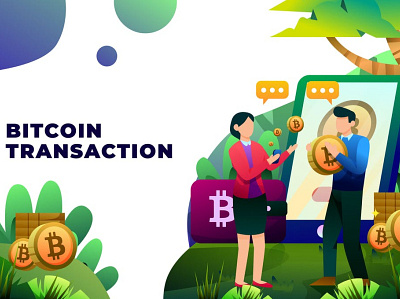 Bitcoin Transaction - Vector Illustration bitcoin business crypto currency digital finance graphic design illustration landing landing page money page pages payment technology virtual web web design web development website