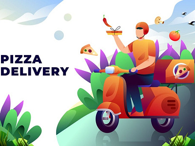 Pizza Delivery - Vector Illustration