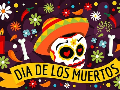 Dia De Los Muertos Illustration app clipart design dia de los dia de los muertos graphic graphic design graphic elements graphics halloween header headers holiday illustration page vector web web design web header website