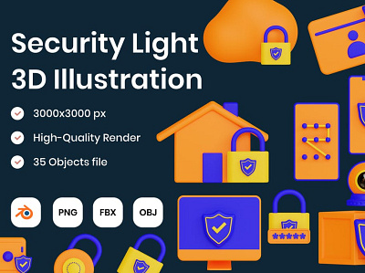 Security Light 3D Illustration 3d 3d animation 3d art 3d illustration app banner business concept design finance illustration landing landing page logo page technology ui ux web website