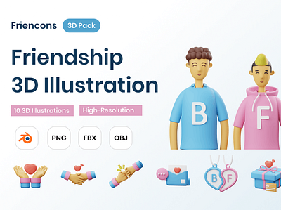 Friendship 3D Illustration 3d 3d animation 3d art 3d illustration app banner business concept design finance illustration landing landing page logo page technology ui ux web website