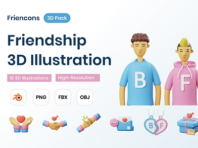 Friendship 3D Illustration 3d 3d animation 3d art 3d illustration app banner business concept design finance illustration landing landing page logo page technology ui ux web website