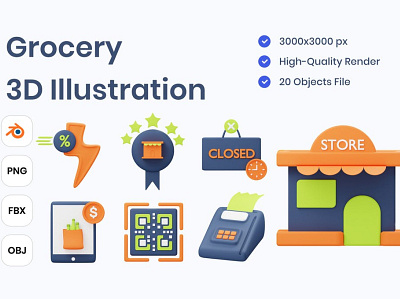 Grocery 3D Illustration 3d 3d animation 3d art 3d illustration animation app branding concept design graphic design grocery illustration logo motion graphics page ui web web design web development website