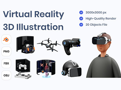 Virtual Reality 3D Illustration 3d 3d animation 3d art 3d illustration animation app branding concept design graphic design illustration logo motion graphics page ui virtual virtual reality web web design website