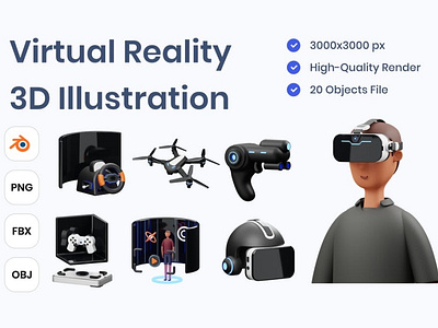 Virtual Reality 3D Illustration 3d 3d animation 3d art 3d illustration animation app branding concept design graphic design illustration logo motion graphics page ui virtual virtual reality web web design website