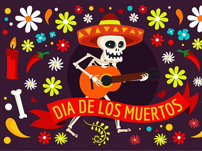 Dia De Los Muertos Illustration 3d illustration app ceremony concept de dead dia halloween holiday illustration los mascot mexican muertos page skelton skull sugar traditional