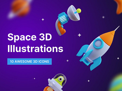 Space 3D Illustrations 3d 3d animation 3d art 3d illustration 3d space app astronaut concept cosmic design illustration logo page planet planets saturn space space 3d ui web