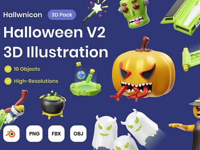 Halloween V2 3D Illustration 3d 3d animation 3d art 3d illustration app concept ghost glowing graphic halloween horror icon illustration october orange scary skull spooky witch zombie