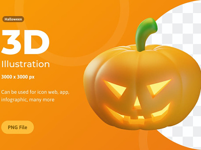 Halloween Pumpkin 3D Illustration 3d 3d animation 3d art 3d illustration animation app branding concept design graphic design halloween halloween psd horror illustration logo motion graphics page pumpkin scary ui