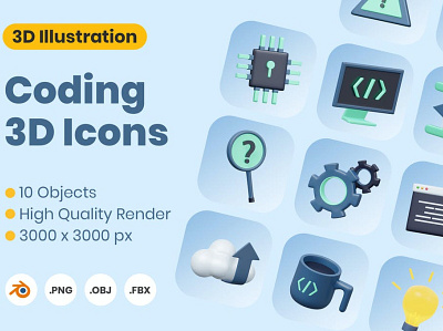 Coding 3D Icon Illustration 3d 3d animation 3d art 3d illustration animation app branding coding concept design graphic design illustration logo motion graphics page ui web web design web development website