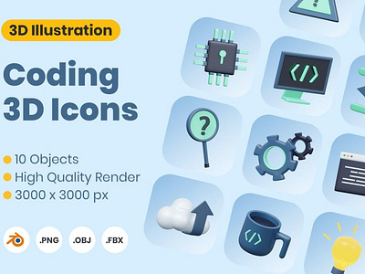 Coding 3D Icon Illustration