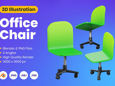 3D Office Chair 3d 3d animation 3d art 3d illustration animation app branding chair concept design graphic design illustration logo motion graphics office page ui web design web development website