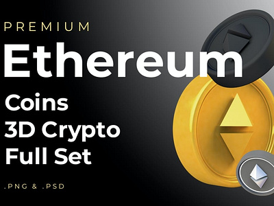 Ethereum 3d Premium Crypto DeFi Coins Set 3d 3d illustration altcoin app blockchain coin concept crypto cryptocurrency defi design eth ethereum illustration invest logo market money pack set