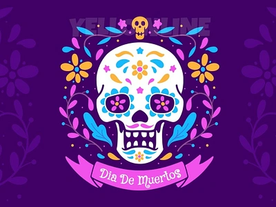 Dia De Muertos Poster Illustration banner character dia drawing festival ghost halloween horror illustration mascots mexico muerte muertos ornament poster pumpkin skeleton skull spooky zombie