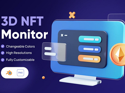 3D NFT Monitoring Icon 3d 3d animation 3d art 3d illustration app art blockchain concept crypto design ethereum icon icon design illustration illustrations logo nft nft file ui ux