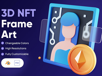 3D NFT Frame Art Icon 3d 3d animation 3d art 3d illustration app art blockchain concept crypto design ethereum icon icon design icons icons design illustration illustrations logo nft nft file