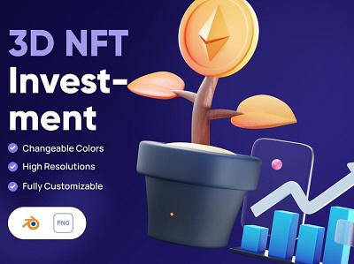 3D NFT Investment Icon 3d 3d icon 3d icons 3d illustration app asset business concept crypto cryptocurrency currency finance graphic graphics icon icons illustration illustrations money nft