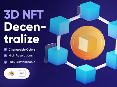 3D NFT Decentralize Icon 3d 3d animation 3d icon 3d icons 3d illustration app art business concept crypto cryptocurrency design finance icon icon design icons illustration market money nft