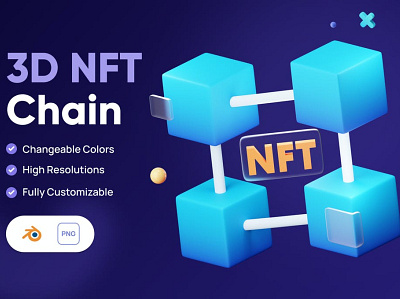 3D NFT Chain Icon 3d 3d animation 3d icon 3d icons 3d illustration app art business concept crypto cryptocurrency design finance icon icon design icons illustration market money nft