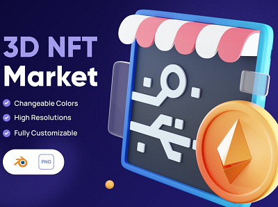 3D NFT Market Icon 3d 3d animation 3d icon 3d icons 3d illustration app art business concept crypto cryptocurrency design finance icon icon design icons illustration market money nft