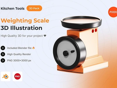 Weighting Scale 3D Kitchen Object 3d 3d animation 3d art 3d icon 3d icons 3d illustration animation app concept design graphic design icon icon design icons icons design illustration logo page ui ux