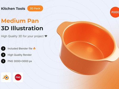 Medium Pan 3D Kitchen Object 3d 3d animation 3d art 3d icon 3d icons 3d illustration animation app concept design graphic design icon icon design icons icons design illustration logo motion graphics page ui