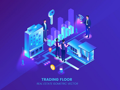 Real Estate Trading Floorreal - Isometric Vector