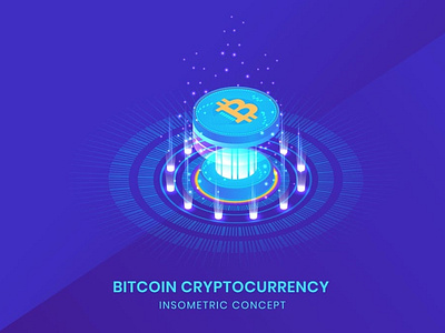 Bitcoin Cryptocurrency - Isometric Vector