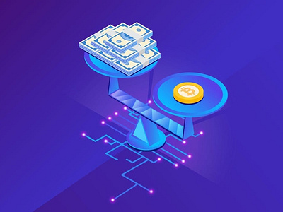 Bitcoin Exchange Rate - Isometric Vector