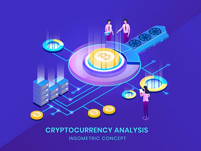 Cryptocurrency Bitcoin Analysis - Isometric 3D